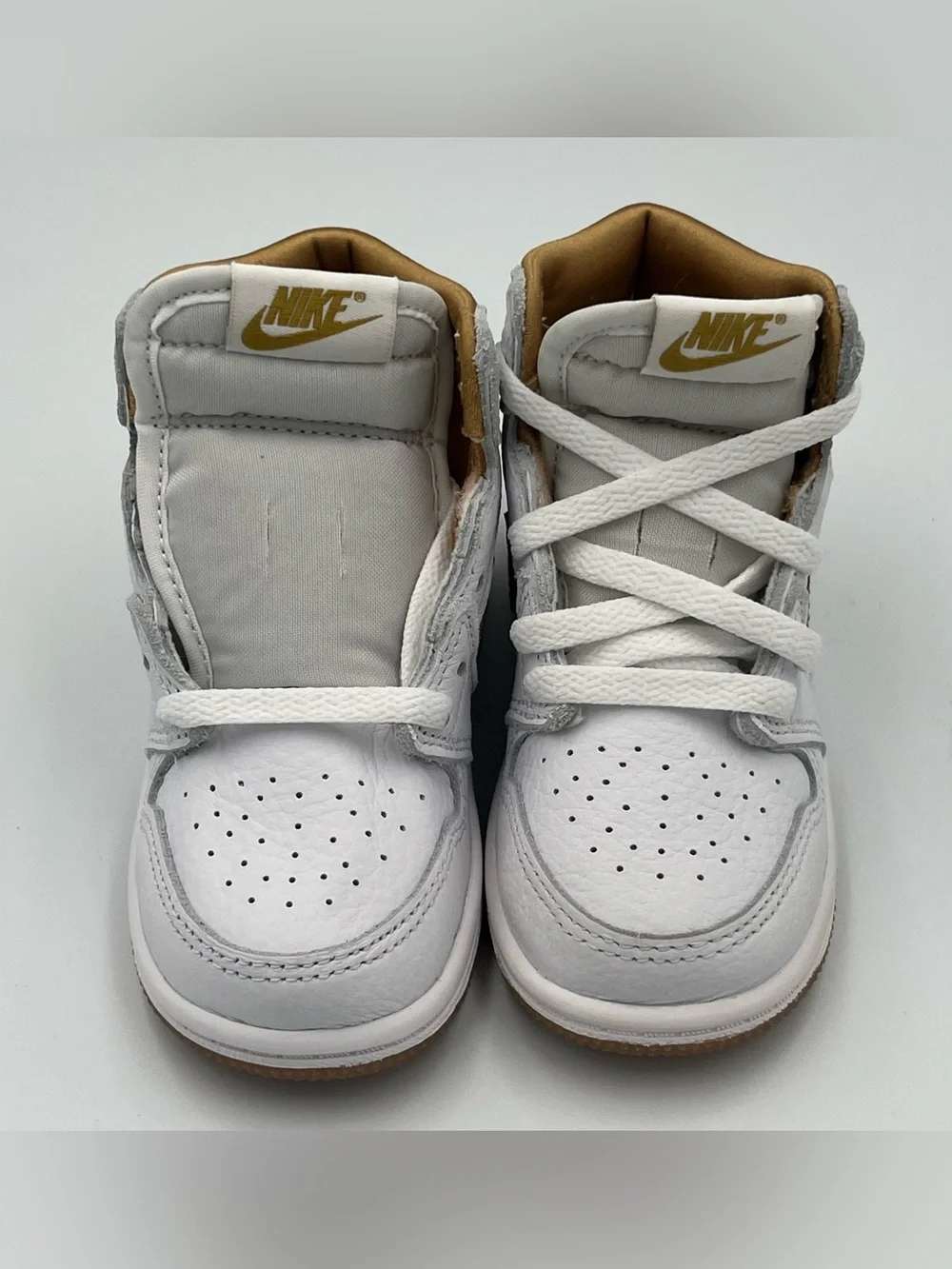 Jordan 1 Retro High OG White and Metallic Gold Sneakers Toddler Size 7C